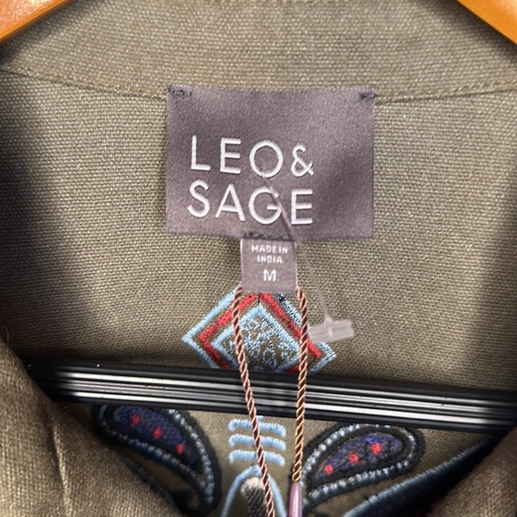 NWT LEO & SAGE Embroidered Utility Jacket Safari (size medium) - Picture 3 of 6